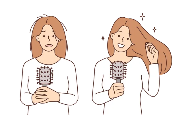 Girl setting hair  Illustration