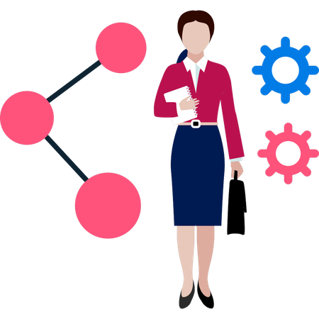 Girl setting molecules structure  Illustration