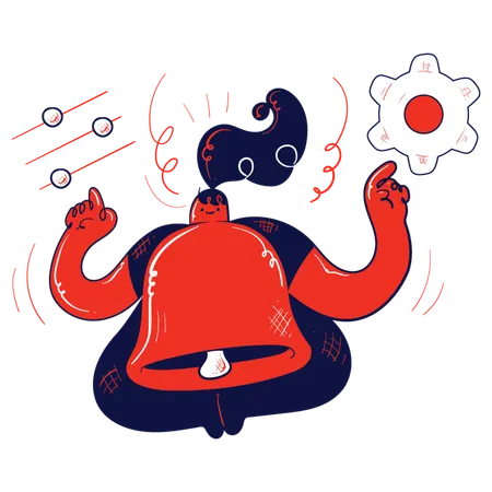 Girl setting ringtone  Illustration