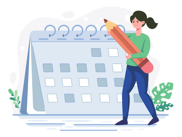 Girl setting up her schedule  Illustration