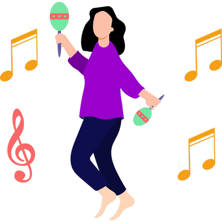 Girl shaking maracas  Illustration