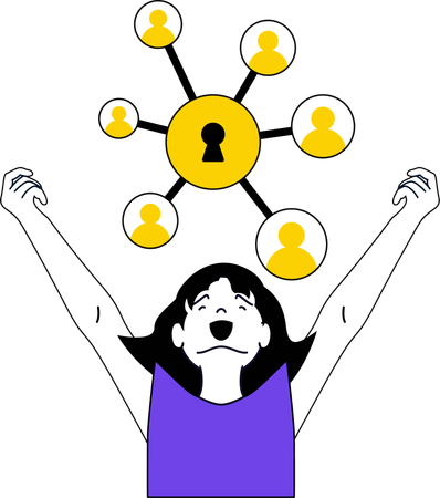 Girl share secure network  일러스트레이션
