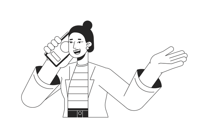 Girl sharing good news via phone call  Illustration