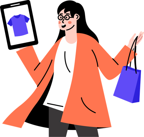 Girl sharing shopping recommendations on social media  Illustration