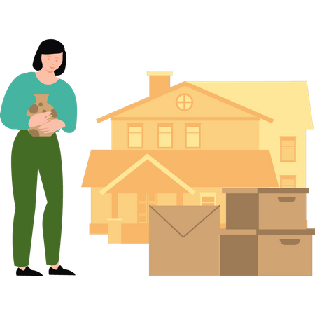 Girl shifting house  Illustration