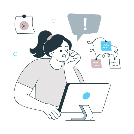 Girl shocked for Unorganized Tasks  Illustration