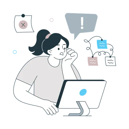 Girl shocked for Unorganized Tasks  Illustration