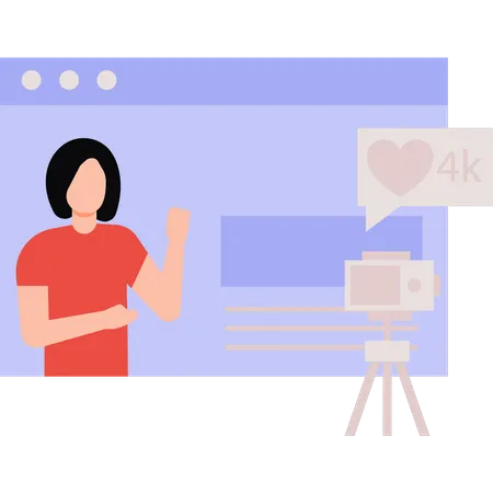 The Girl Is Shooting Videos Online Illustration