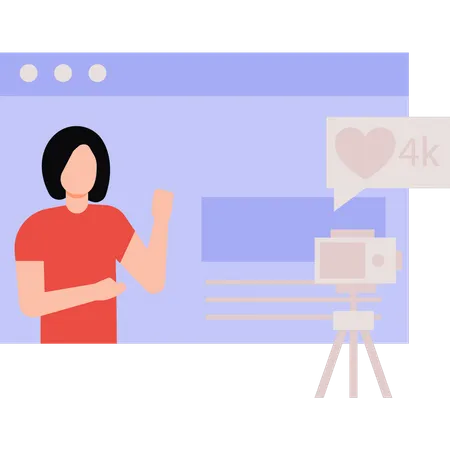 Girl shooting videos online  Illustration