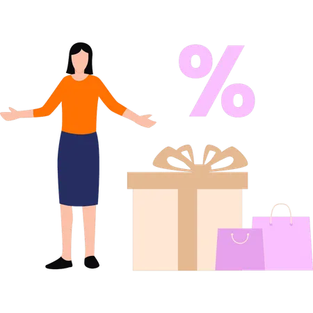 Girl shopping at discount  Illustration