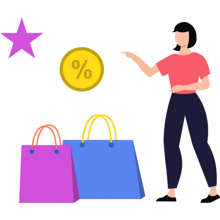 The Girl Is Shopping At A Discount Illustration