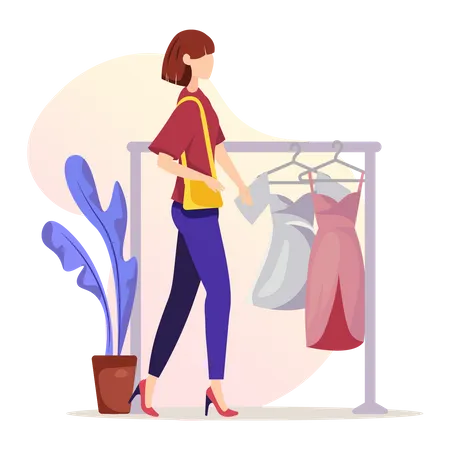 Girl Shopping Clothes  Illustration