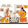 illustrations of woman shopping groceries