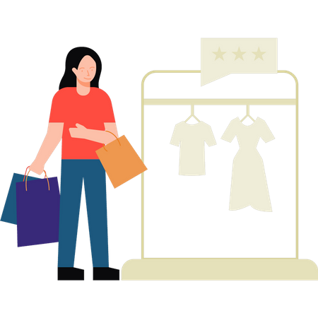 Girl shopping in shop Illustration