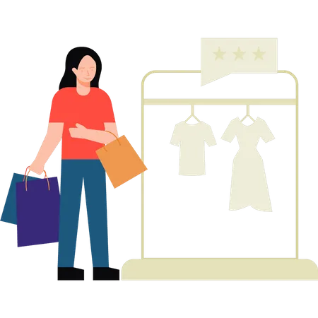 Girl shopping in shop Illustration