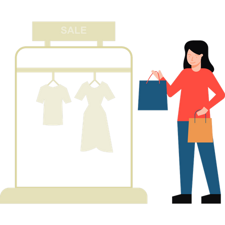 Girl shopping on sale  Illustration