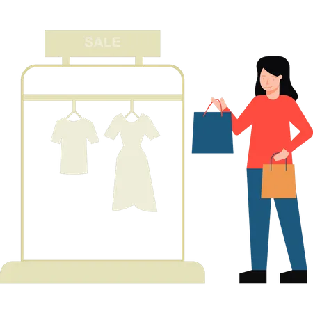 Girl shopping on sale  Illustration