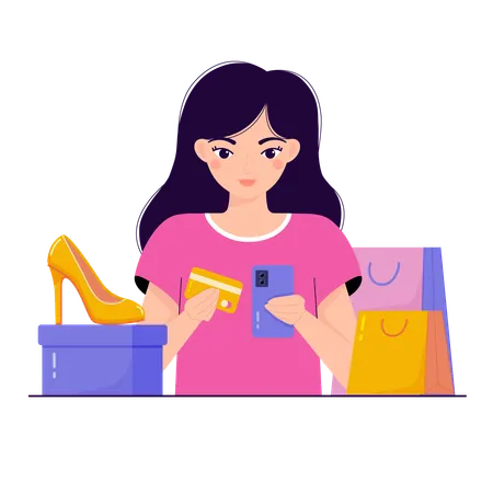 Girl shopping online  Illustration