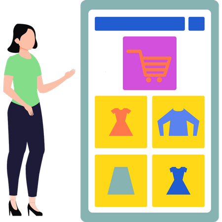 Girl shopping online  Illustration