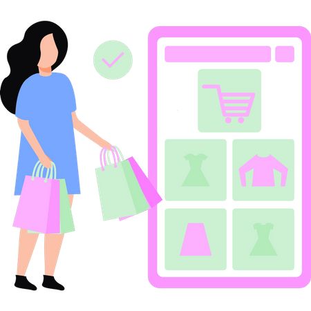 Girl  shopping online  Illustration