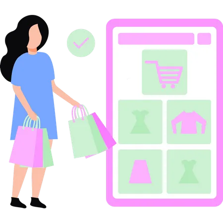 Girl  shopping online  Illustration