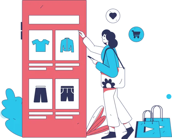 Girl shopping online  Illustration