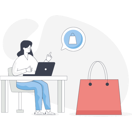 Girl  shopping online  Illustration