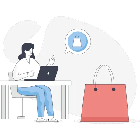 Girl  shopping online  Illustration