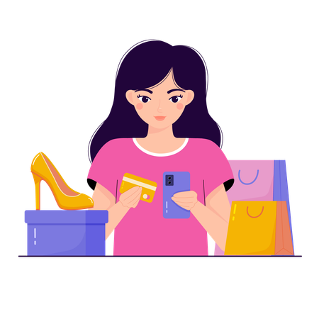 Girl shopping online  Illustration