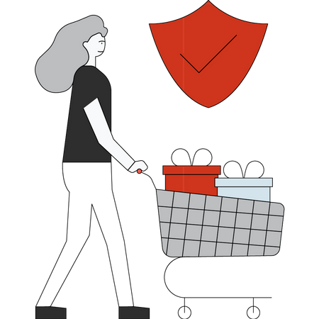 Girl shopping safely  Illustration