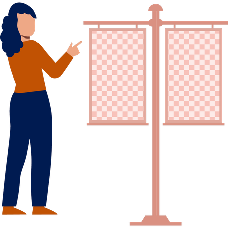 Girl showing advertisement board  Illustration