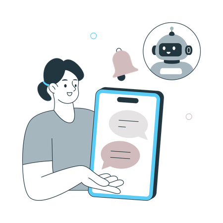 Girl showing Ai Chatbot  Illustration