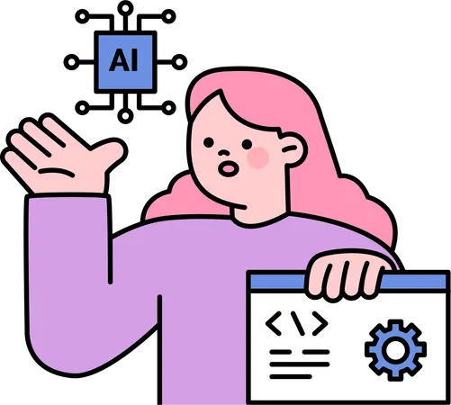 Girl showing ai coding  Illustration