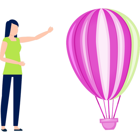 Girl showing air balloon  Illustration