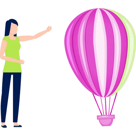 Girl showing air balloon  Illustration