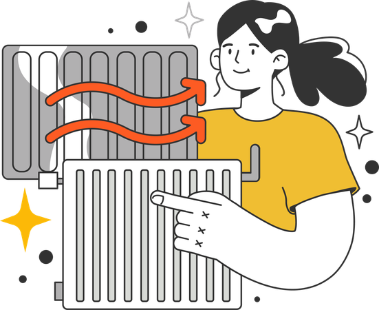 Girl showing air filter  イラスト