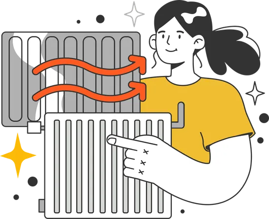Girl showing air filter  イラスト