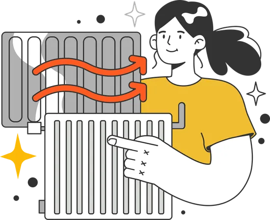 Girl showing air filter  Illustration