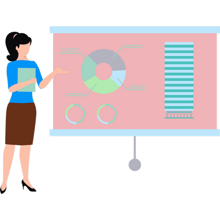 Girl showing analysis chart  Illustration