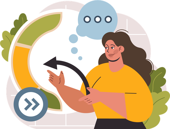 Girl showing analysis chart  Illustration