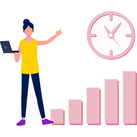 Girl showing analytic graph  Illustration