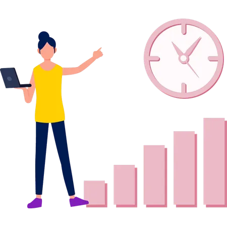 Girl showing analytic graph  Illustration