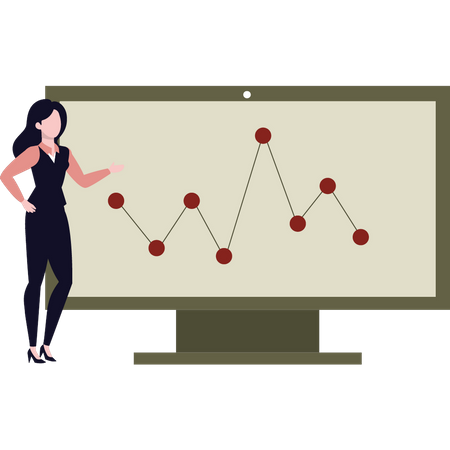 Girl showing analytical graph  Illustration