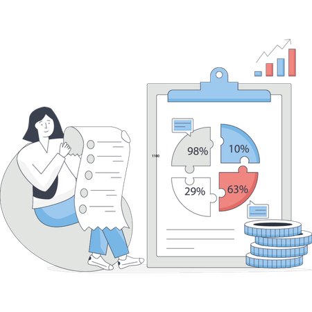 Girl showing bank accounting  Illustration