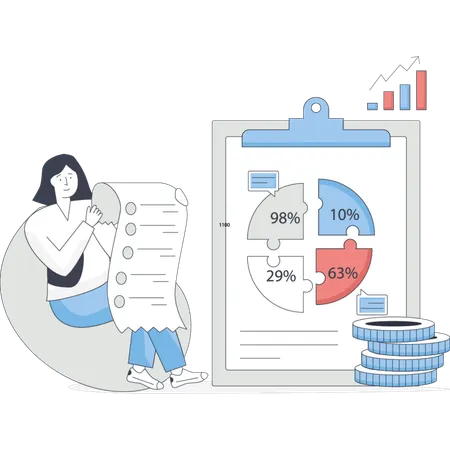 Girl showing bank accounting  Illustration