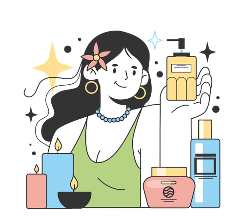 Girl showing beauty product  Illustration