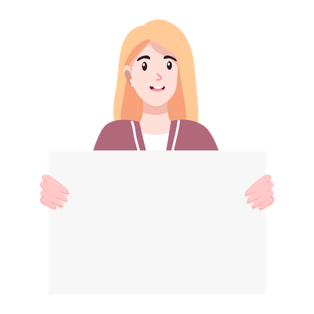 Girl Showing blank board  Illustration