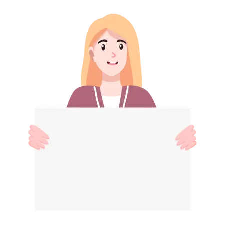 Girl Showing blank board  Illustration