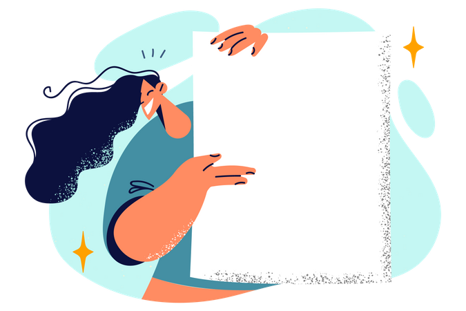 Girl showing blank board  Illustration