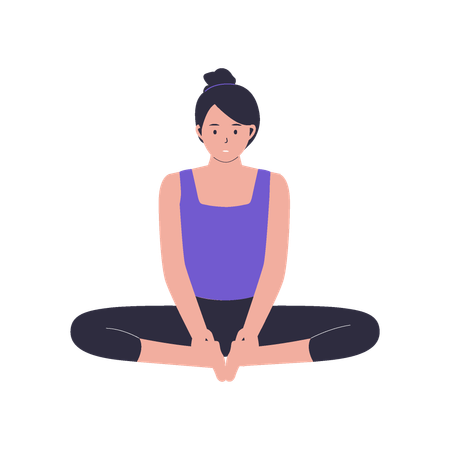 Girl showing bound angle kegel pose  Illustration